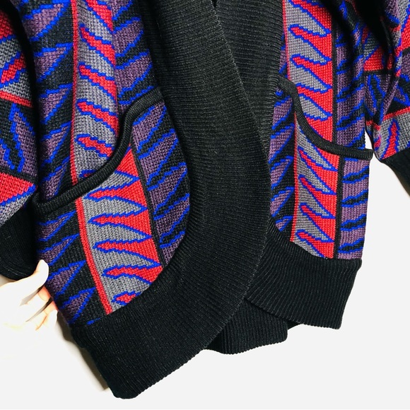 Khunming Sweater Cardigan Knit Shawl open Neck kimono southwest Jacket flames - Picture 5 of 10